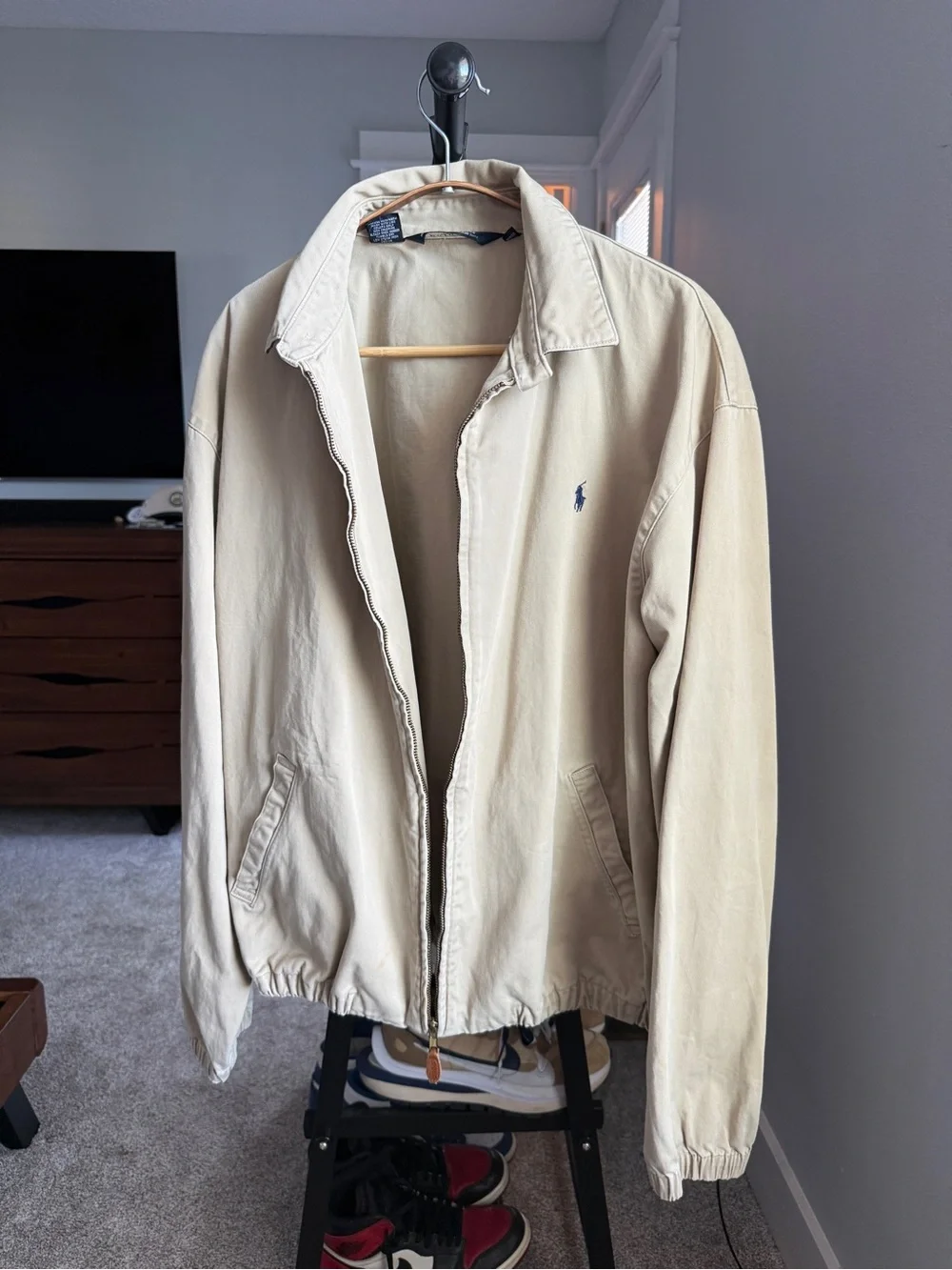 Polo by Ralph Lauren Men's Light Beige Zip-Front Harrington Jacket